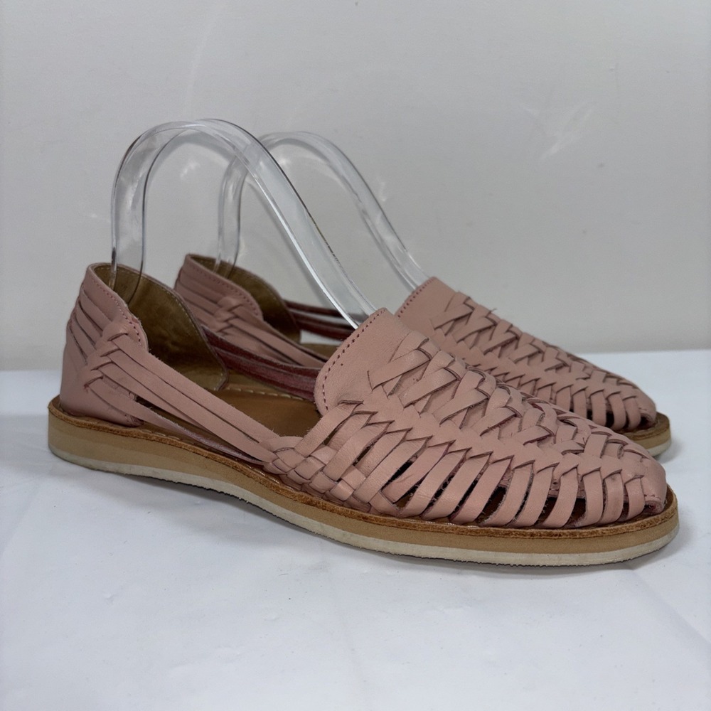 Macarena Collection Womens 9/26 Shoes Leather Sandal Flat Huarache Pink Festival